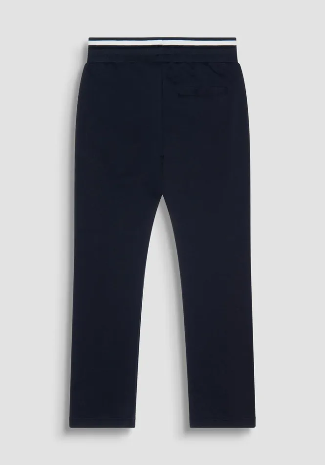 Trousers Men Antony Morato Regular Fit Cotton Blend Trousers With Logo Patch Blue Ink