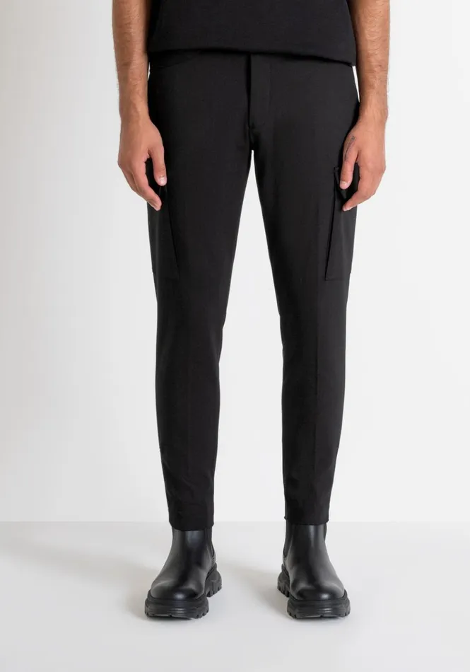 Trousers Men Antony Morato Skinny Fit 034Bjorn034 Trousers In Elastic Cotton Blend Black