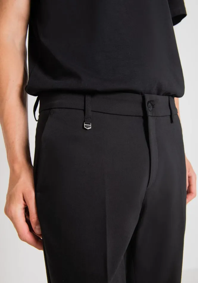 Trousers Men Antony Morato Thom Skinny Fit Trousers In Stretch Cotton Blend With Zip On The Bottom Black Trousers Men Antony Morato Thom Skinny Fit Trousers In Stretch Cotton Blend With Zip On The Bottom Black