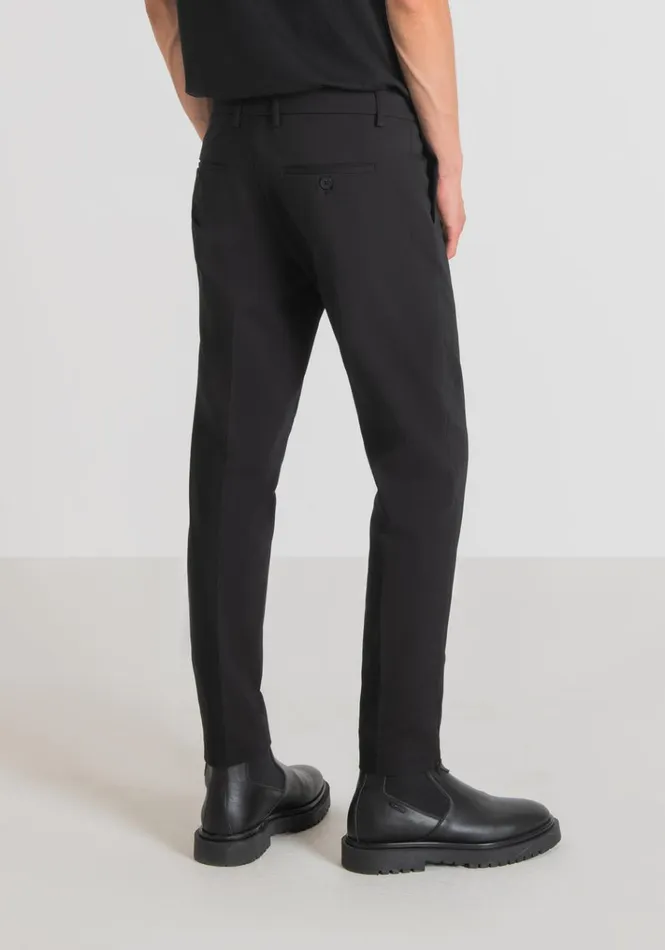 Trousers Men Antony Morato Thom Skinny Fit Trousers In Stretch Cotton Blend With Zip On The Bottom Black Trousers Men Antony Morato Thom Skinny Fit Trousers In Stretch Cotton Blend With Zip On The Bottom Black
