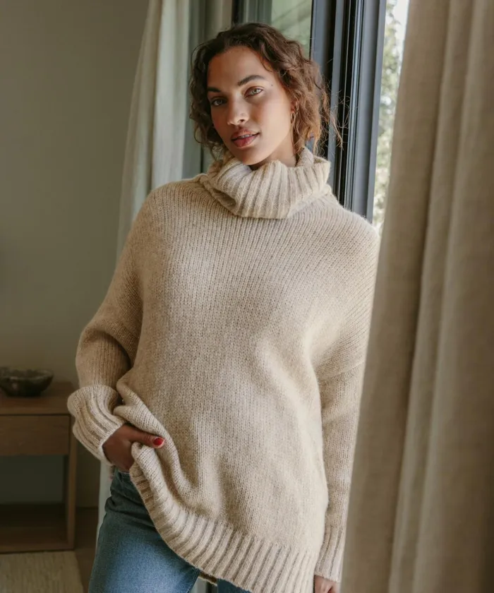 Turtlenecks Women Jenni Kayne Alpaca Cocoon Turtleneck Oatmeal