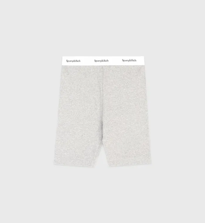 Underwear Women Sporty and Rich Serif Logo Ribbed Biker Short 8211 Heather Gray