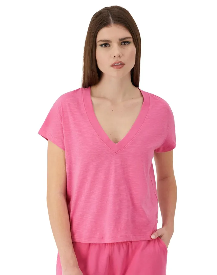 VNeck TShirt Tailgate C Logo Phlox Pink Women Champion TShirts and Tops