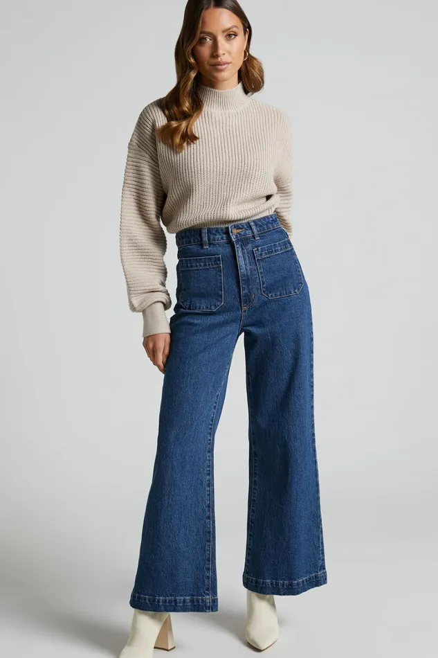 Valerie Jumper 8211 High Neck Balloon Sleeve Knit Jumper In Beige Women Showpo Sweaters and Cardigans