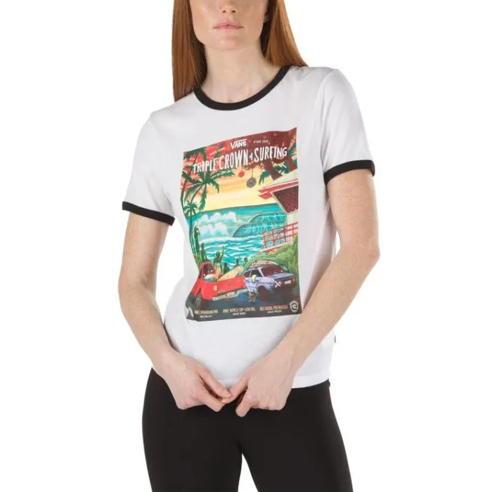 Vans 2020 VTCS Poster Ringer Tee WhiteBlack Womens TShirts and Tanks
