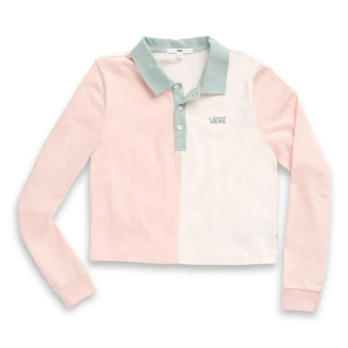 Vans Core Skate Long Sleeve Crop Polo Shirt Peachy Keen Womens Tops