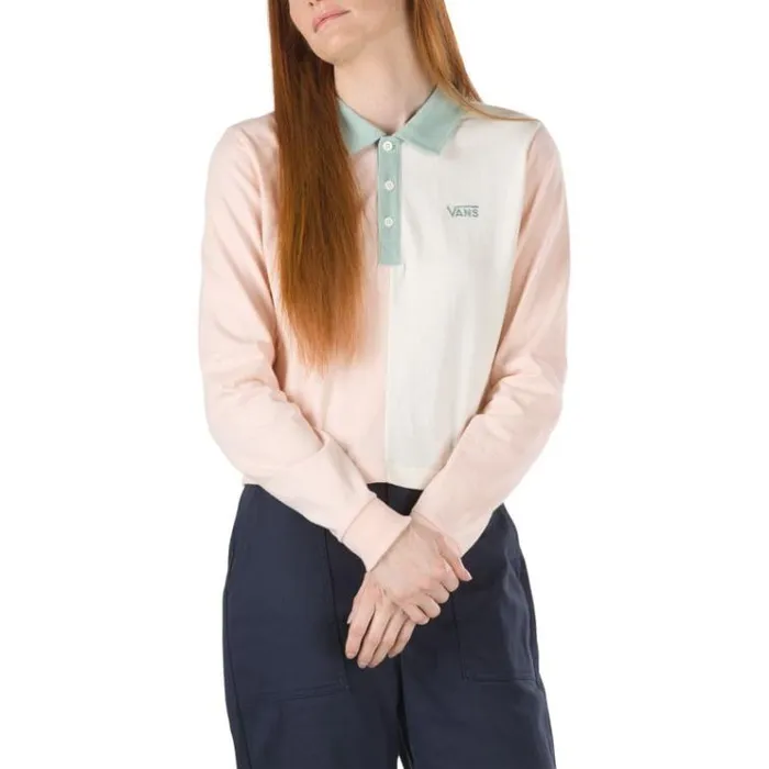 Vans Core Skate Long Sleeve Crop Polo Shirt Peachy Keen Womens Tops Vans Core Skate Long Sleeve Crop Polo Shirt Peachy Keen Womens Tops
