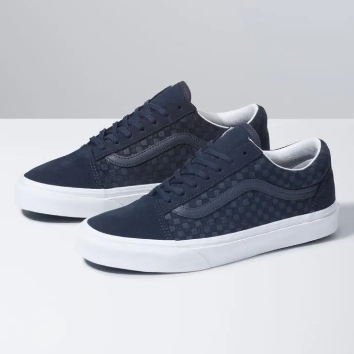 Vans Emboss Mini Check Old Skool India InkTrue White MensWomens Classics Shoes