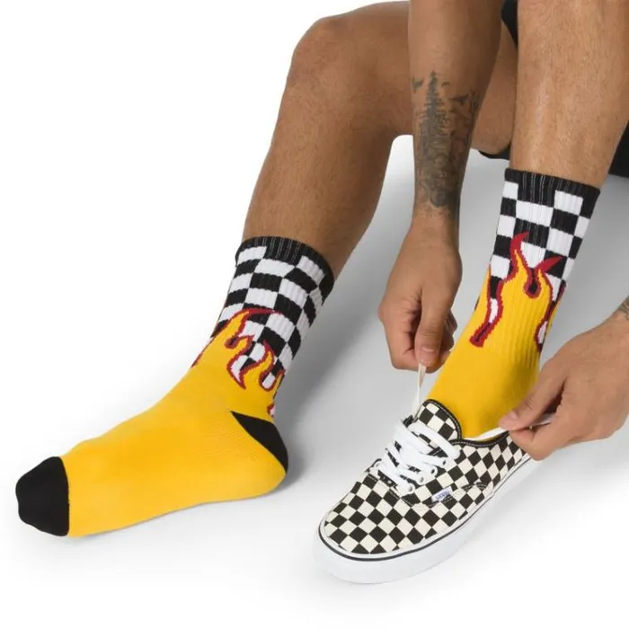 Vans Flame Check Crew Sock BlackWhite CheckFlame Mens Socks