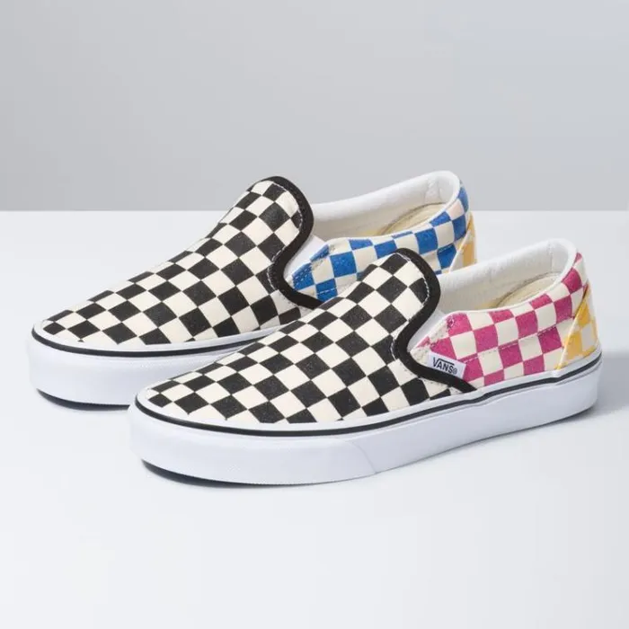 Vans Glitter Check Classic SlipOn MultiTrue White Womens Classics Shoes