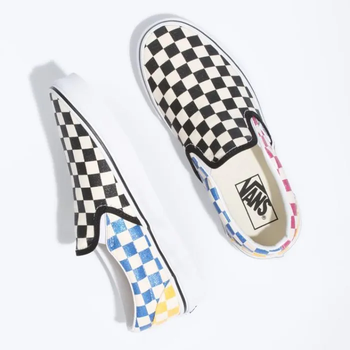 Vans Glitter Check Classic SlipOn MultiTrue White Womens Classics Shoes Vans Glitter Check Classic SlipOn MultiTrue White Womens Classics Shoes