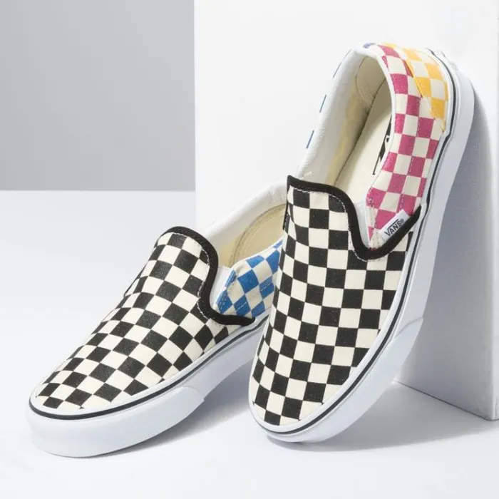 Vans Glitter Check Classic SlipOn MultiTrue White Womens Classics Shoes Vans Glitter Check Classic SlipOn MultiTrue White Womens Classics Shoes
