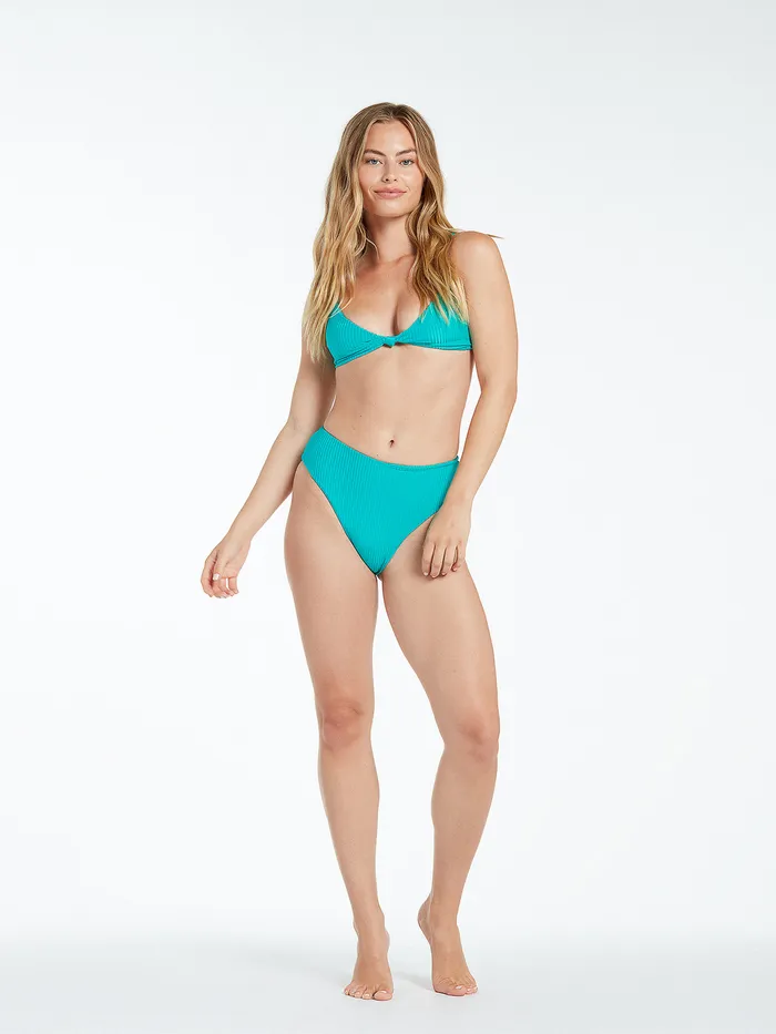 Volcom Bikinis Simply Rib Retro Bikini Bottom 8211 Teal Teal 8211 Womens