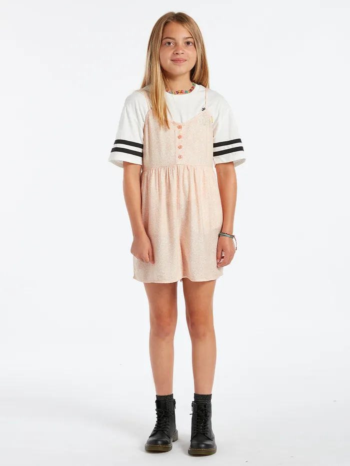 Volcom Dresses Girls Static Bloom Romper 8211 Hazey Pink Hazey Pink 8211 Girls