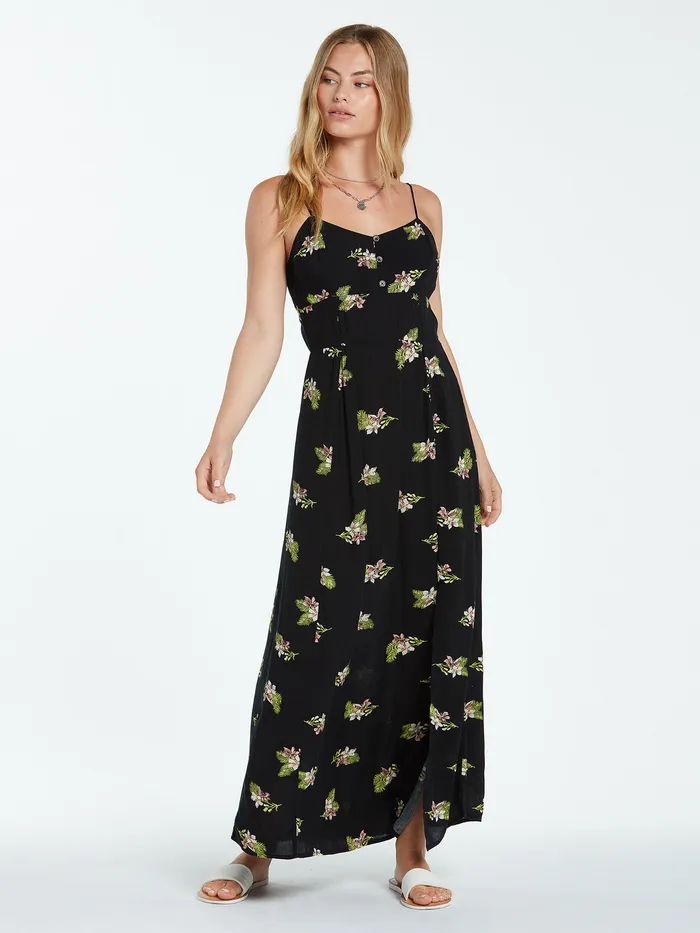 Volcom Dresses Stormy Tropix Maxi Dress 8211 Black Black 8211 Womens