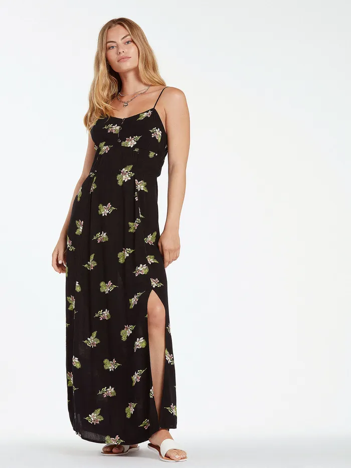 Volcom Dresses Stormy Tropix Maxi Dress 8211 Black Black 8211 Womens