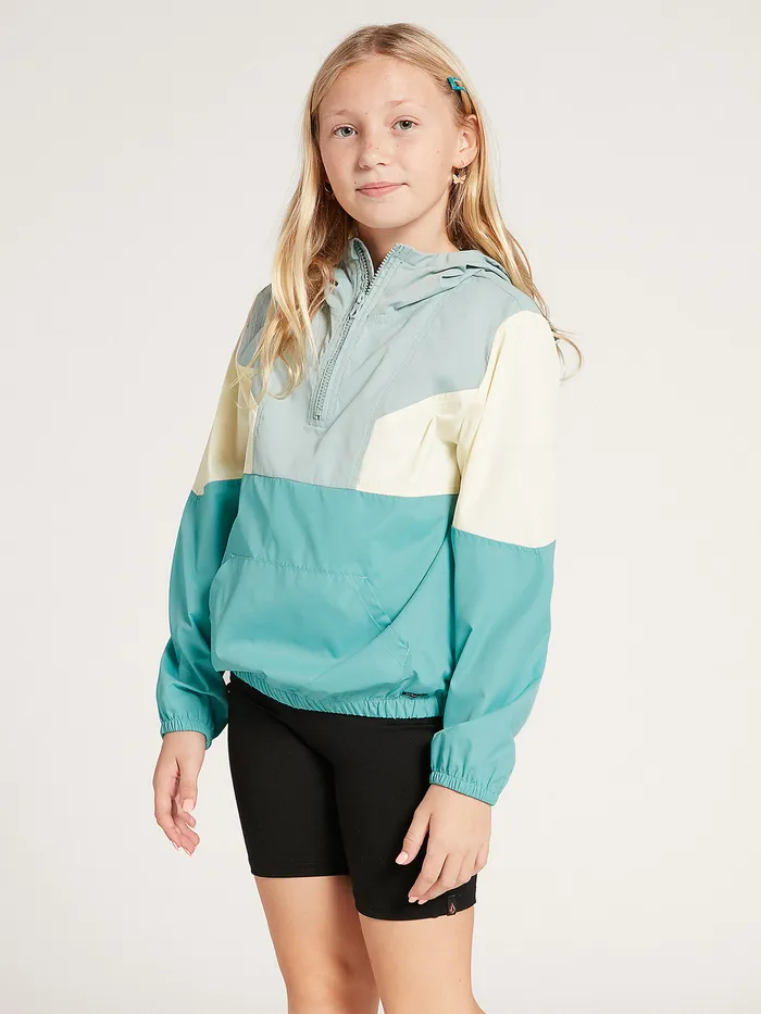 Volcom Jackets Girls Wind Stoned Colorblocked Jacket 8211 Aqua Aqua 8211 Girls