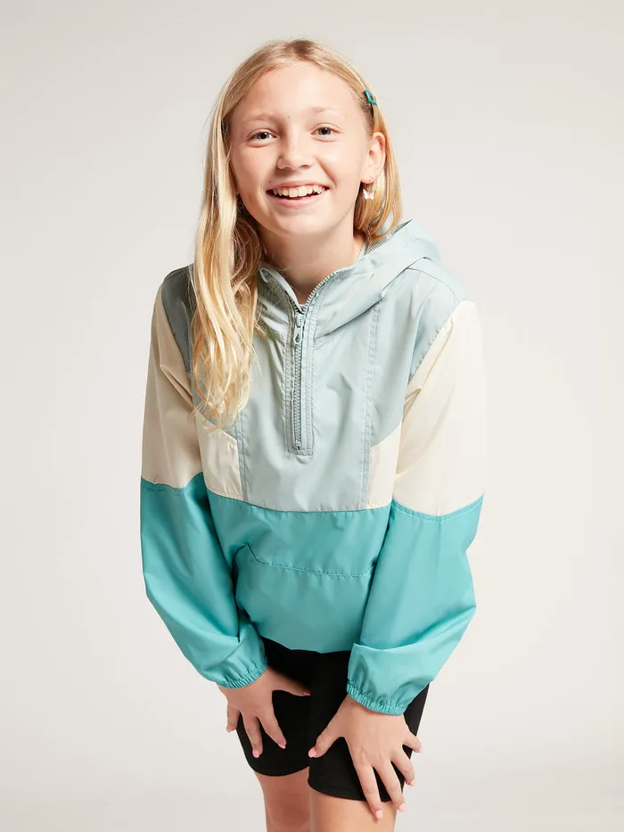 Volcom Jackets Girls Wind Stoned Colorblocked Jacket 8211 Aqua Aqua 8211 Girls