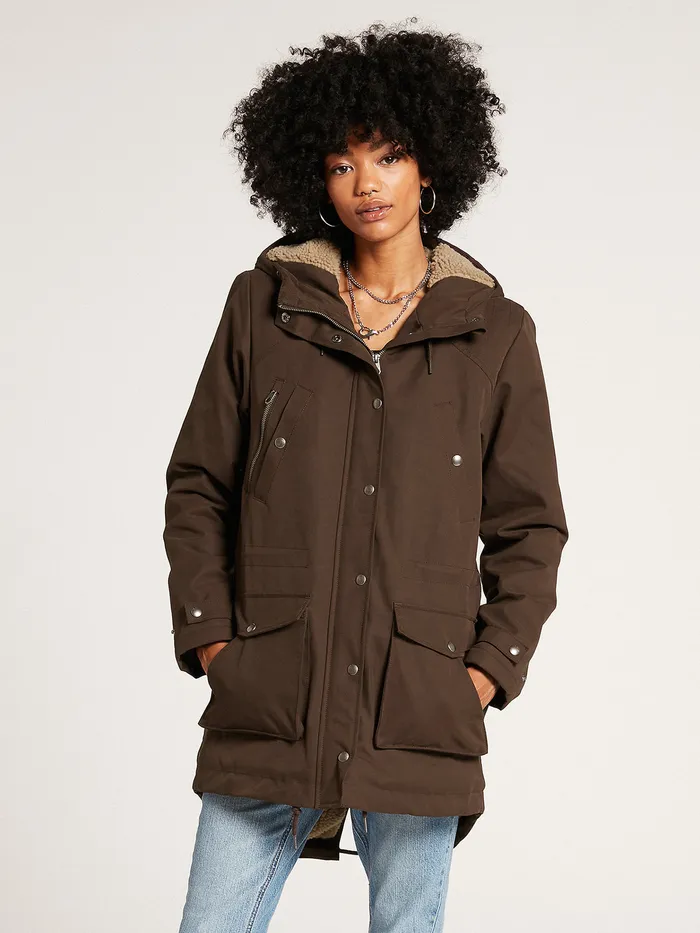 Volcom Jackets Walk On By 5K Parka Jacket 8211 Dark Brown Dark Brown 8211 Womens