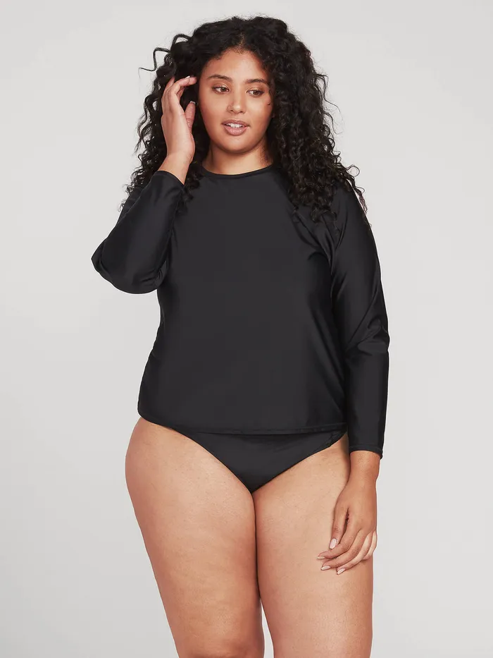 Volcom Rashguards Simply Core Long Sleeve UPF 50 Plus Size Rashguard 8211 Black Black 8211 Womens Volcom Rashguards Simply Core Long Sleeve UPF 50 Plus Size Rashguard 8211 Black Black 8211 Womens