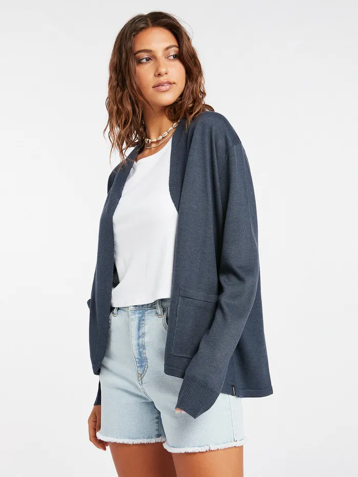 Volcom Sweaters and Cardigans Breezy Babe Wrap 8211 Midnight Blue Midnight Blue 8211 Womens