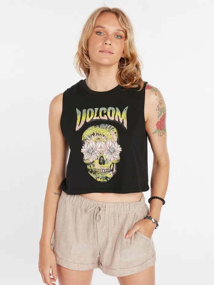 Volcom Tops Stone Hour Crop Tank 8211 Black Black 8211 Womens