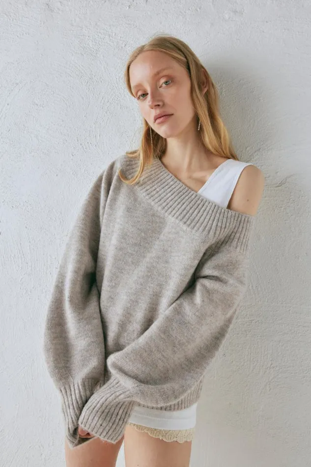 VRG GRL Alma Knit Jumper Grey Marle Women JumpersSweaters