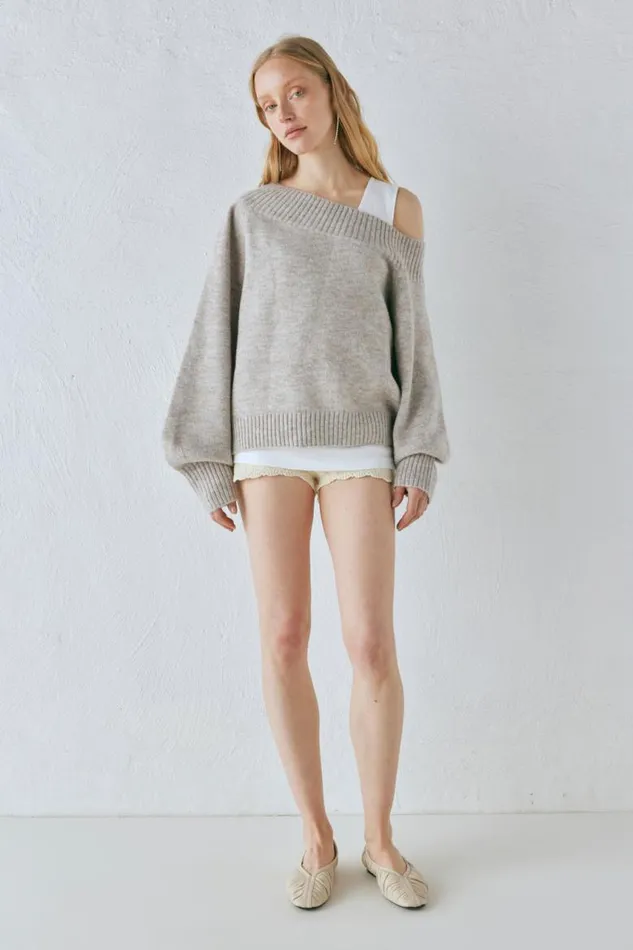 VRG GRL Alma Knit Jumper Grey Marle Women JumpersSweaters
