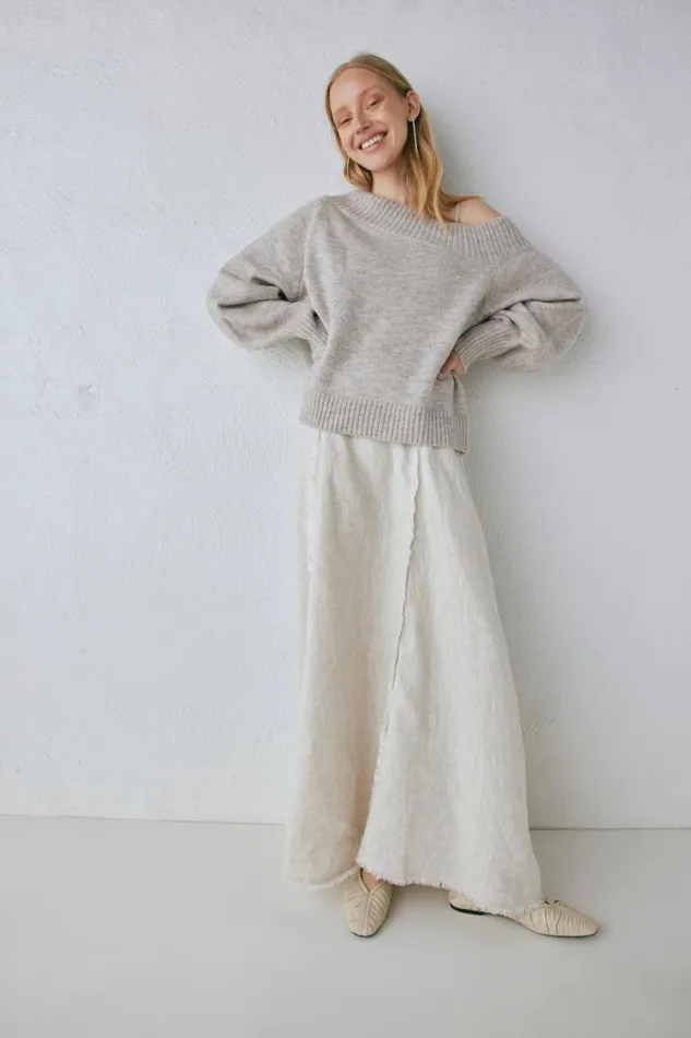 VRG GRL Alma Knit Jumper Grey Marle Women JumpersSweaters