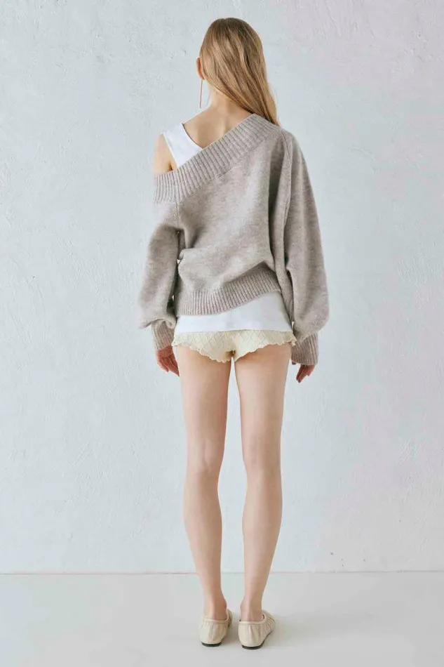 VRG GRL Alma Knit Jumper Grey Marle Women JumpersSweaters