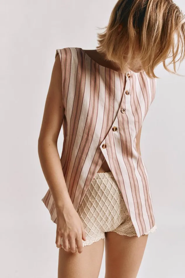 VRG GRL Aria Vest Pink Stripe Women Sleeveless