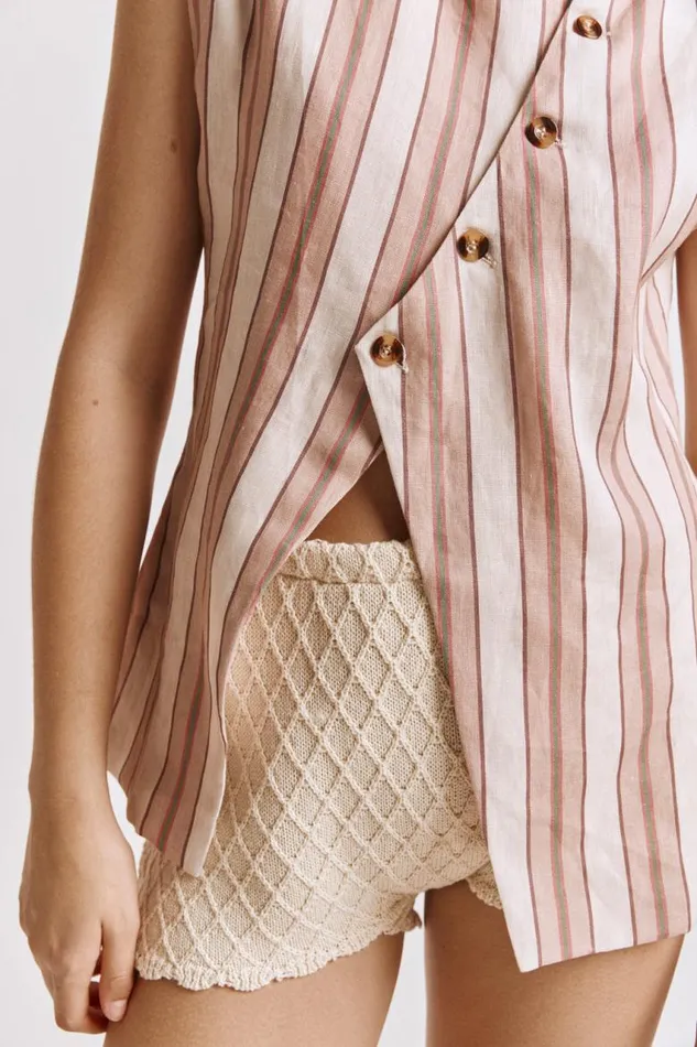 VRG GRL Aria Vest Pink Stripe Women Sleeveless