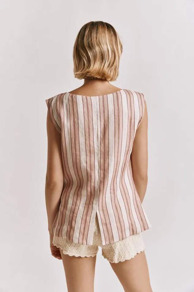 VRG GRL Aria Vest Pink Stripe Women Sleeveless