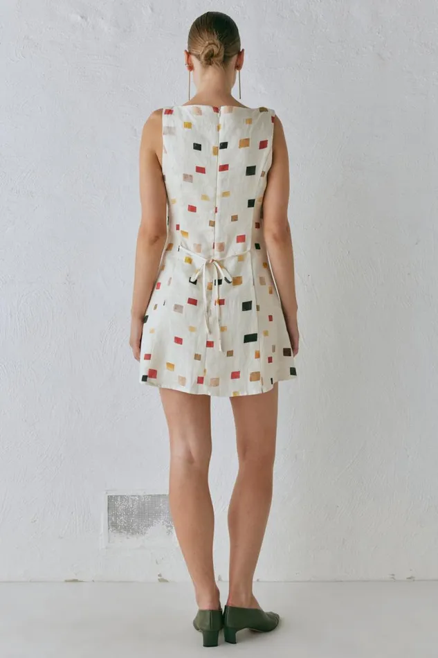 VRG GRL Chloe Linen Mini Dress Tile Women Mini Dresses