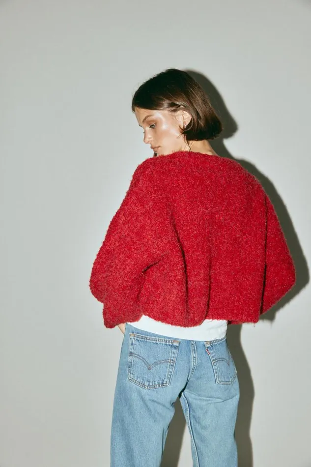 VRG GRL Elsie Knit Cardigan Chilli Women JumpersSweaters