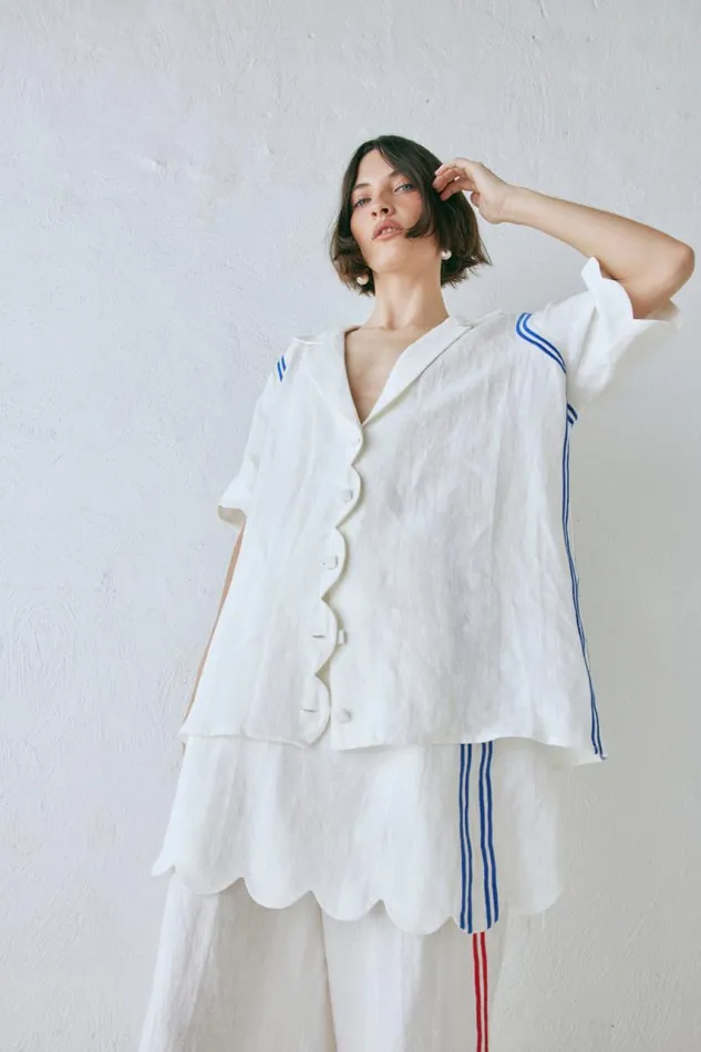 VRG GRL Gigi Linen Shirt Vienna Women Short Sleeve
