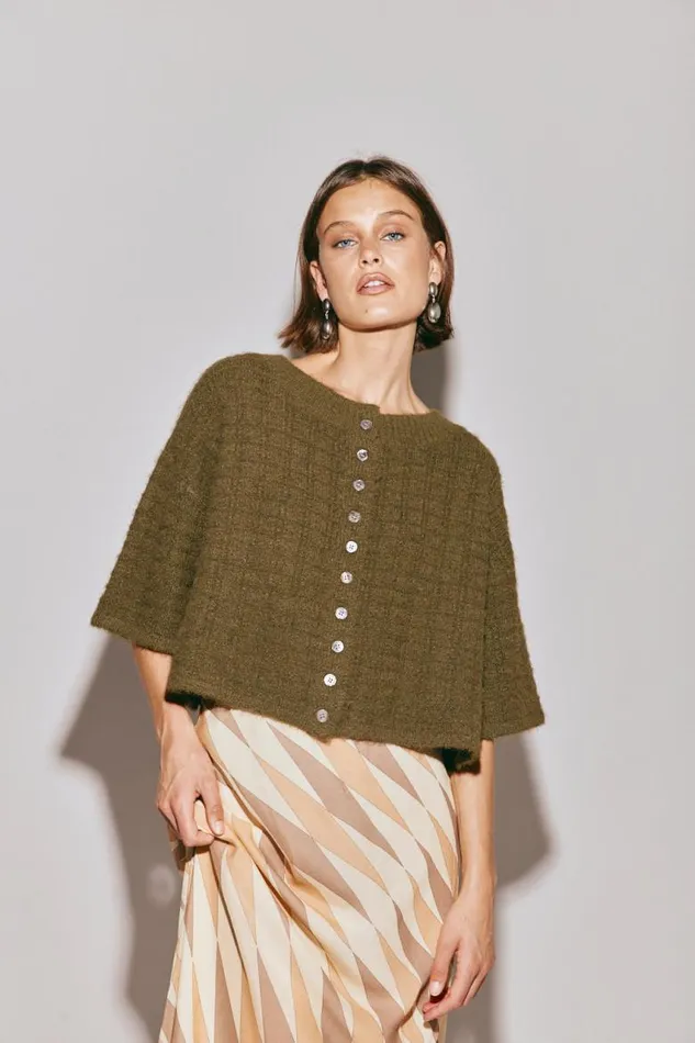 VRG GRL Hailey Knit Cardigan Khaki Women Cardigans