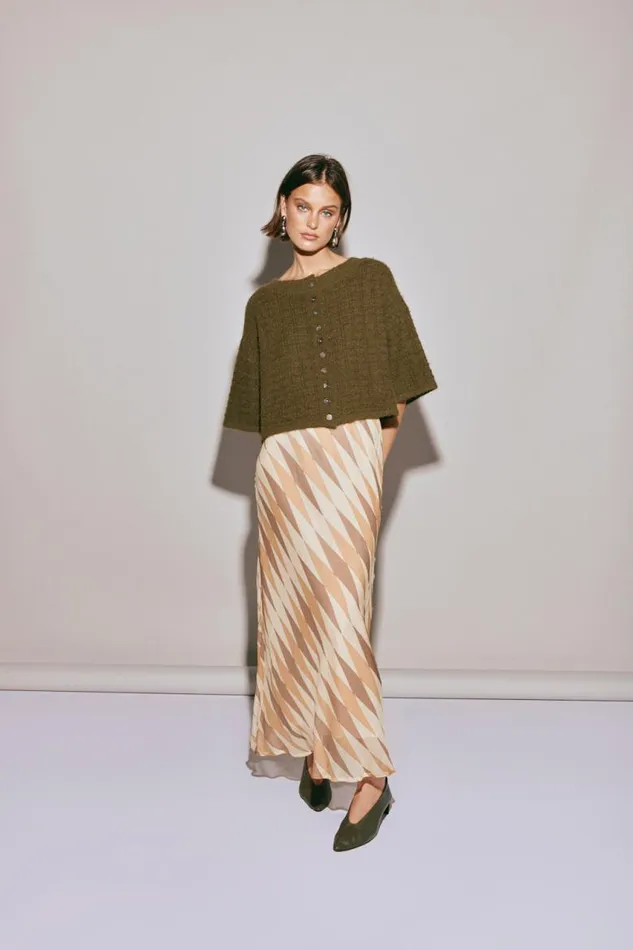 VRG GRL Hailey Knit Cardigan Khaki Women Cardigans