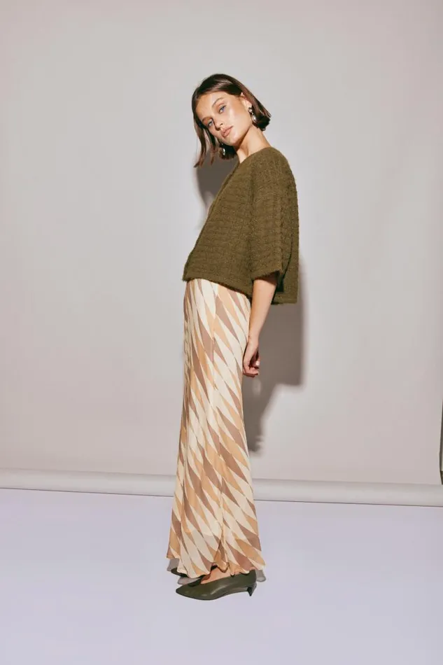 VRG GRL Hailey Knit Cardigan Khaki Women Cardigans