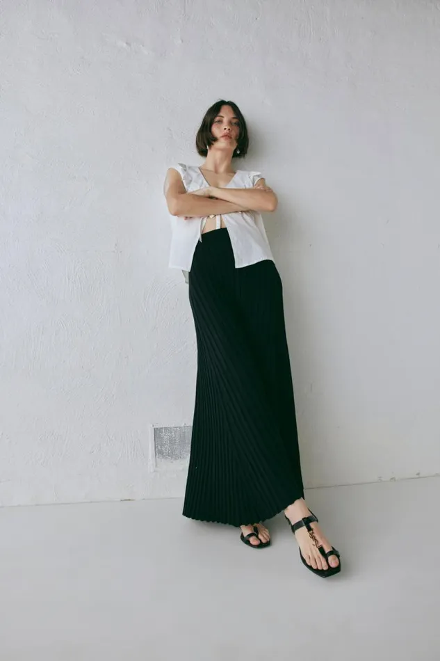 VRG GRL Malou Knit Maxi Skirt Black Women Skirts