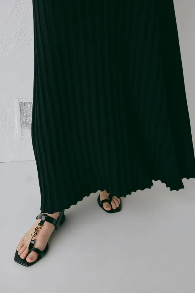 VRG GRL Malou Knit Maxi Skirt Black Women Skirts