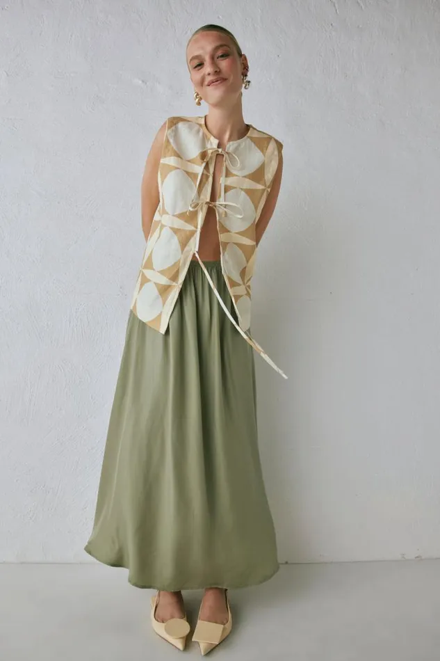 VRG GRL Solara Midi Skirt Sage Women Skirts
