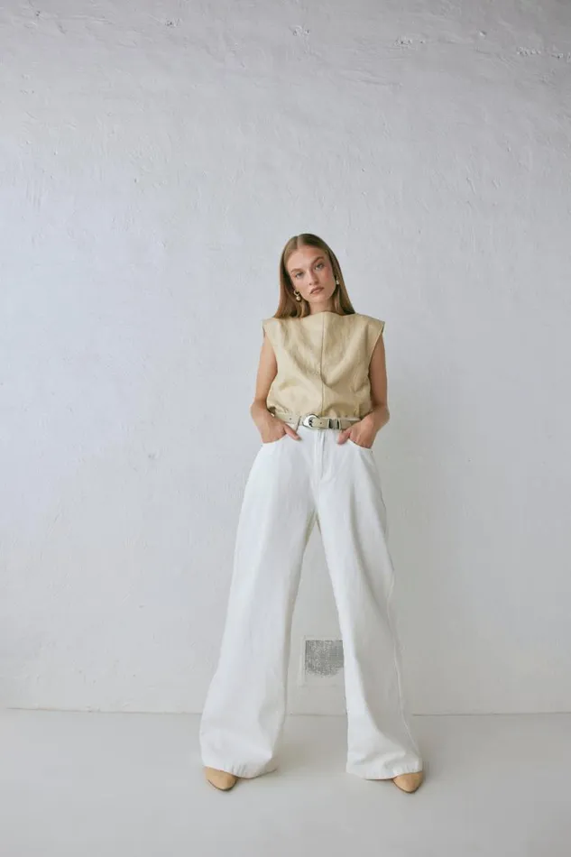 VRG GRL Sutton Denim Jeans White Women Sets