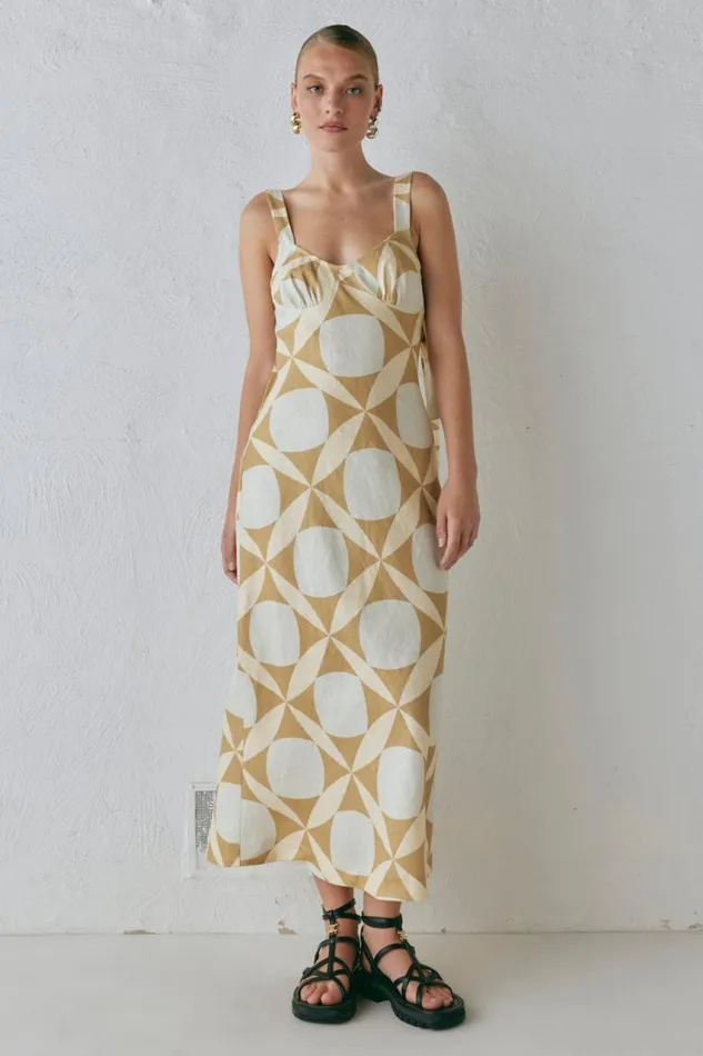 VRG GRL Talia Linen Midi Dress Scope Women MidiMaxi Dresses