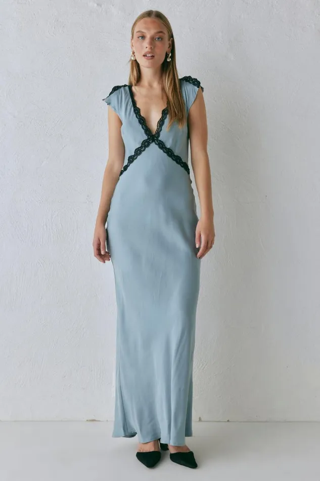 VRG GRL The Ivy Bias Cut Maxi Dress Steel Women MidiMaxi Dresses