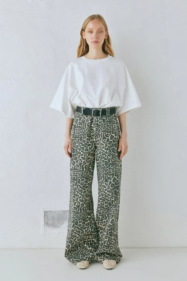 VRG GRL Zia Denim Jeans Leopard Women Pants