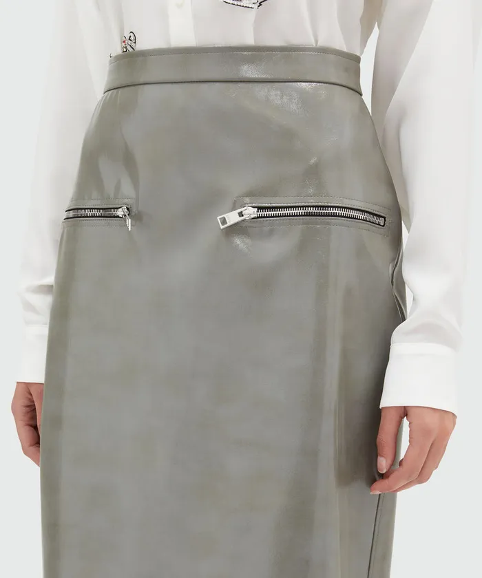 White Patent Leather Midi Skirt Women MSGM Skirts