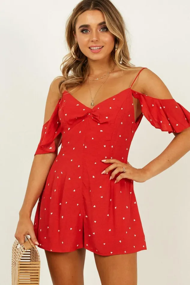 Whos To Know Playsuit In Red Print Women Showpo Rompers