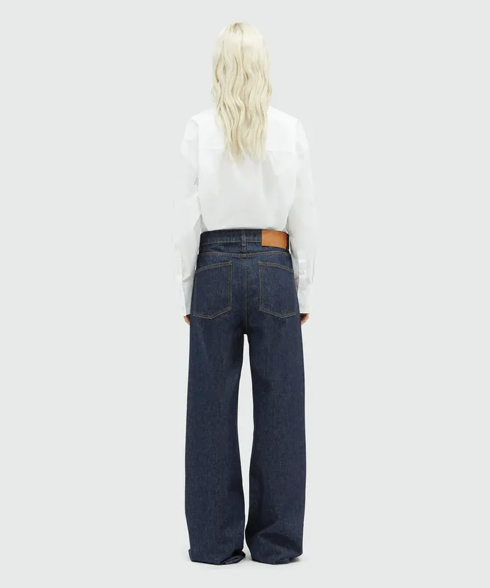 WideLeg Denim Pants With 034Themwave034 Motif Women MSGM Pants And Shorts