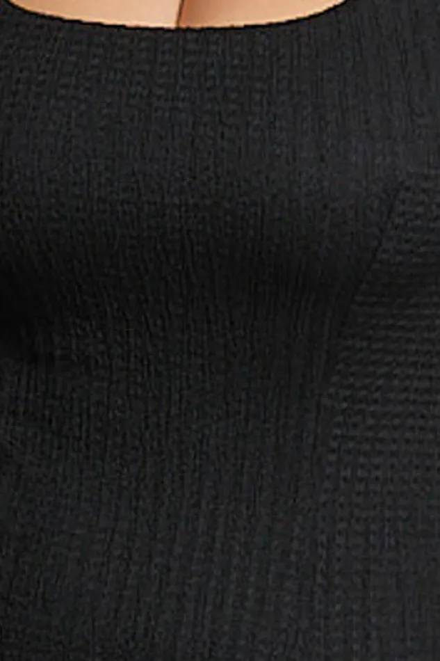 Wilder Midi Dress 8211 Textured Thigh Split Bodycon Dress In Black Women Showpo Basics